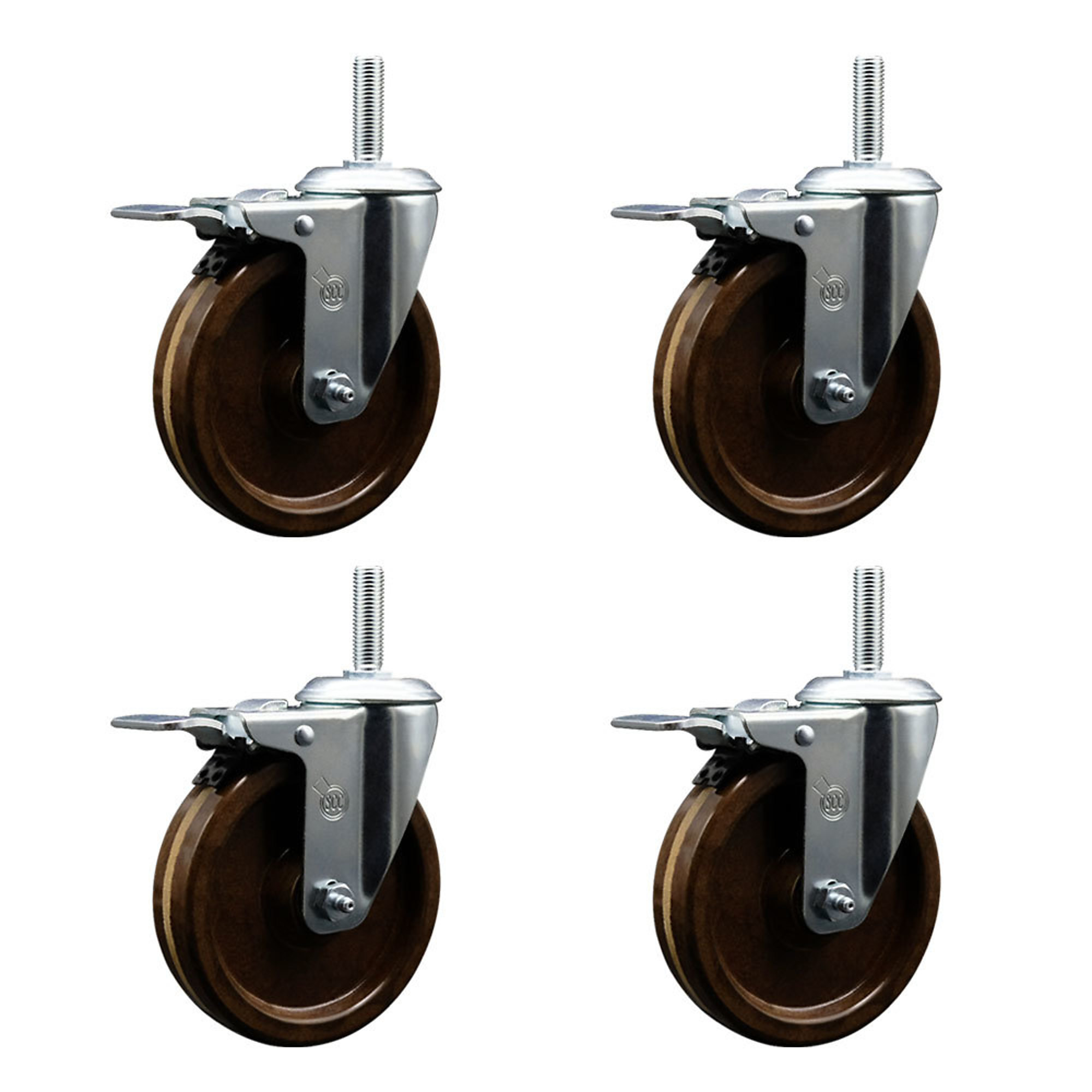 Service Caster, 5in. x 1 1/4in. Stem Casters, Wheel Diameter 5 in, Caster Type Swivel, Package (qty.) 4, Model# SCC-TSTTL20S514-PHSHT-34212-4